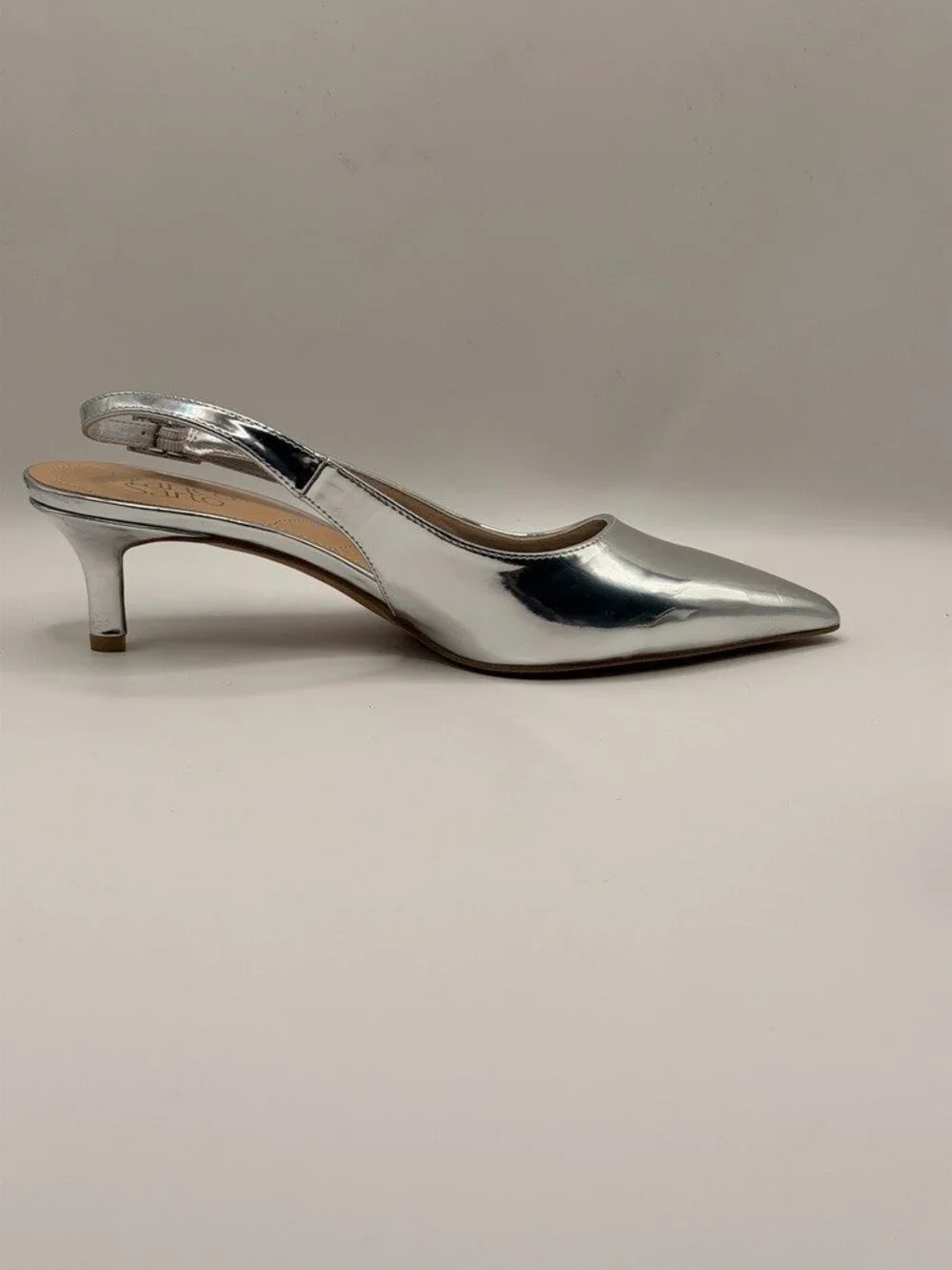 Franco Sarto Womens Kate Silver Slingback Pump Heel Sz 6.5
